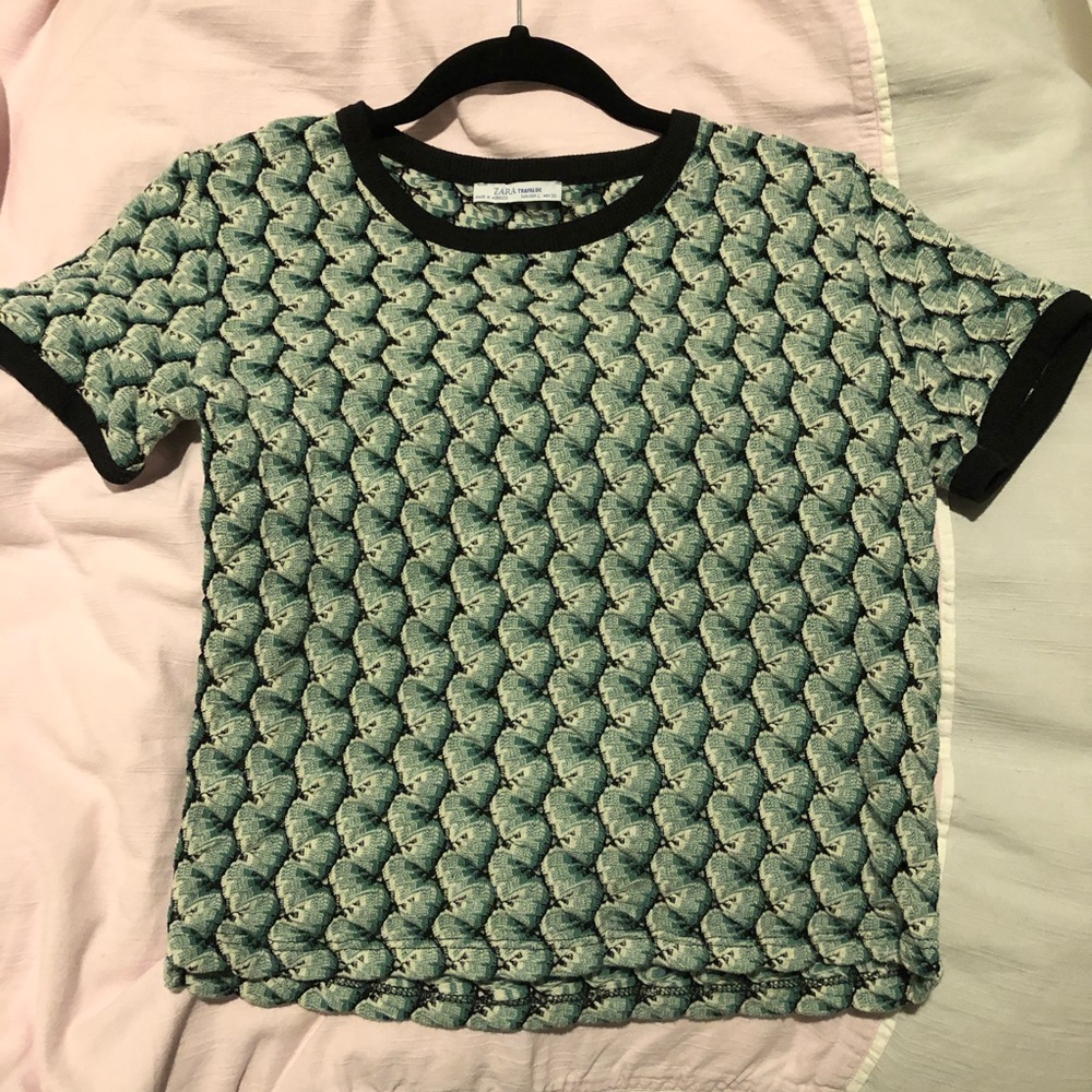 NWOT Zara Knit Shirt with Black Trim